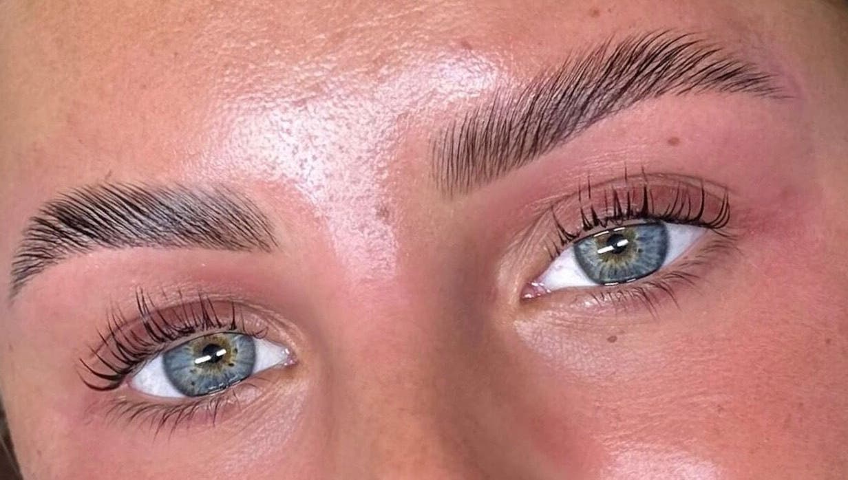Close-up of perfectly groomed brows at Lanisbeautylane - Caulfield, Melbourne, Victoria, AU.