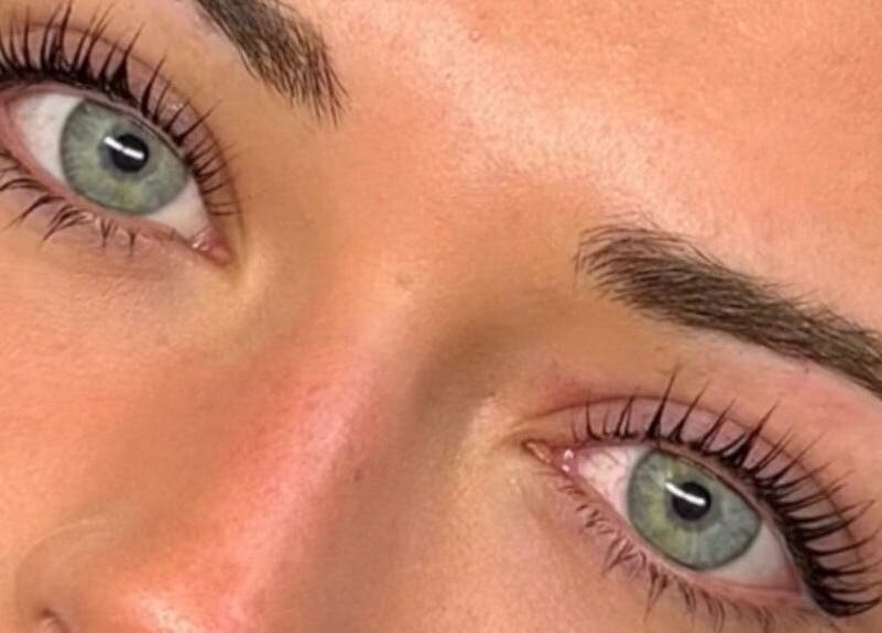 Close-up of perfectly groomed eyebrows and lashes at Lanisbeautylane - Caulfield, Melbourne, Victoria, AU.