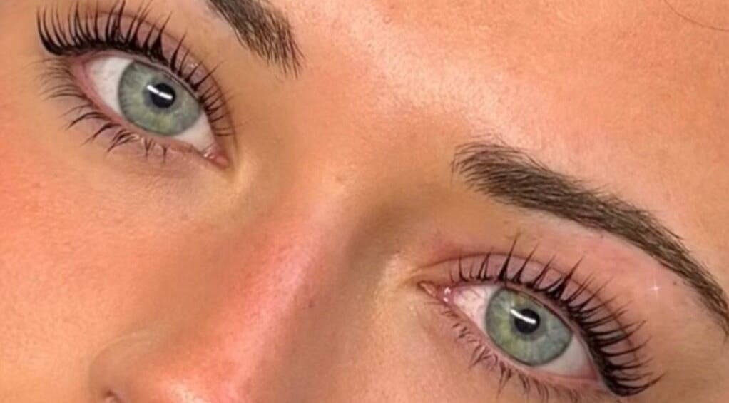 Close-up of perfectly groomed eyebrows and lashes at Lanisbeautylane - Caulfield, Melbourne, Victoria, AU.