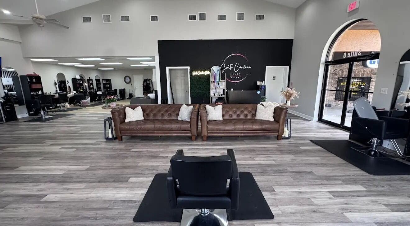 Spacious interior of Elovie Beauty LLC in Titusville, Florida, US featuring modern decor and comfortable seating.