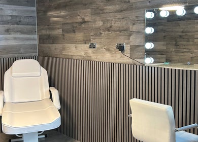 Modern beauty suite with sleek wooden walls at The Beauty Bar Liverpool, Liverpool, England, GB.