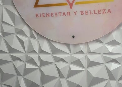 Panel decorativo y logo de GIO SPA LLC en Glen Ellyn, Illinois, US, resalta el bienestar.