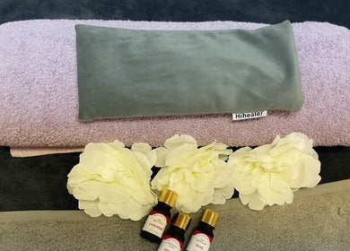 Relaxing spa setup with lavender towel and oils at Glow Method Crawley, Crawley, England, GB.