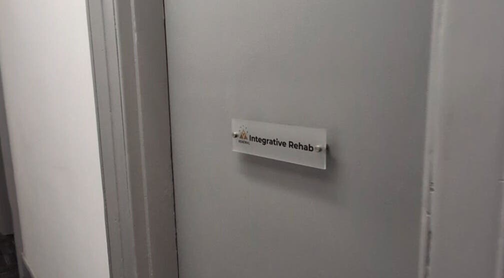 Entrance door labeled RENEWAL INTEGRATIVE REHAB at Southampton, England, GB.