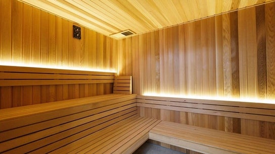 Serene wooden sauna at Excelsius Wellness, Forest Glen, Queensland, AU, offering relaxation and rejuvenation.