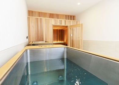 Luxurious spa room at Excelsius Wellness, Forest Glen, Queensland, AU with modern soaking tub.
