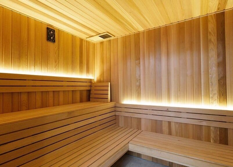 Tranquil wooden sauna at Excelsius Wellness Classes, Forest Glen, Queensland, AU, offering relaxation and wellness.