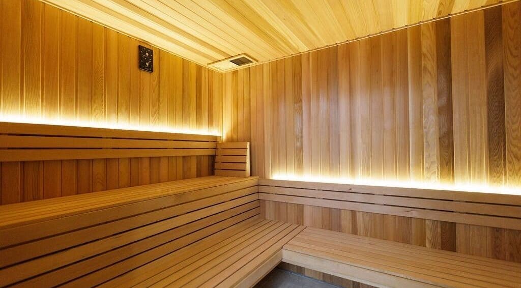 Tranquil wooden sauna at Excelsius Wellness Classes, Forest Glen, Queensland, AU, offering relaxation and wellness.