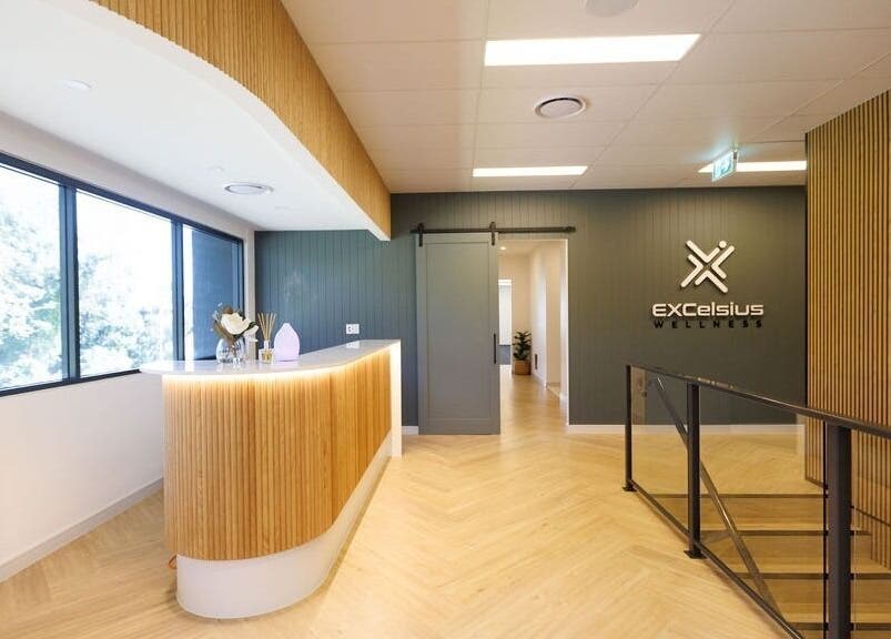 Reception area at Excelsius Wellness Classes in Forest Glen, Queensland, AU with modern design.