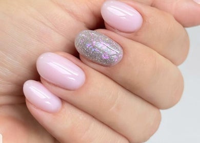 Elegant pink and glitter nails at H&B Nail Lab in Melbourne, Victoria, AU showcasing expert nail art.