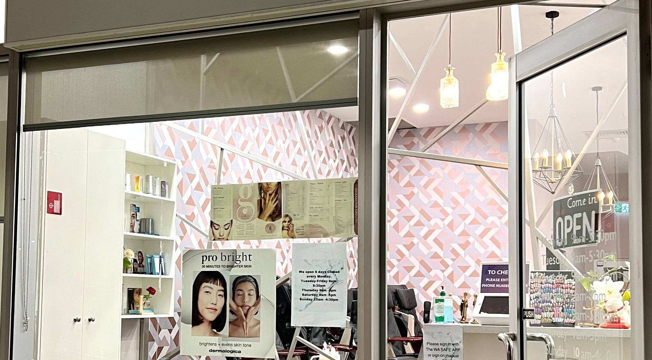 The Glamour Gallery in Ellenbrook, Western Australia, AU, showcasing a welcoming and stylish entrance.