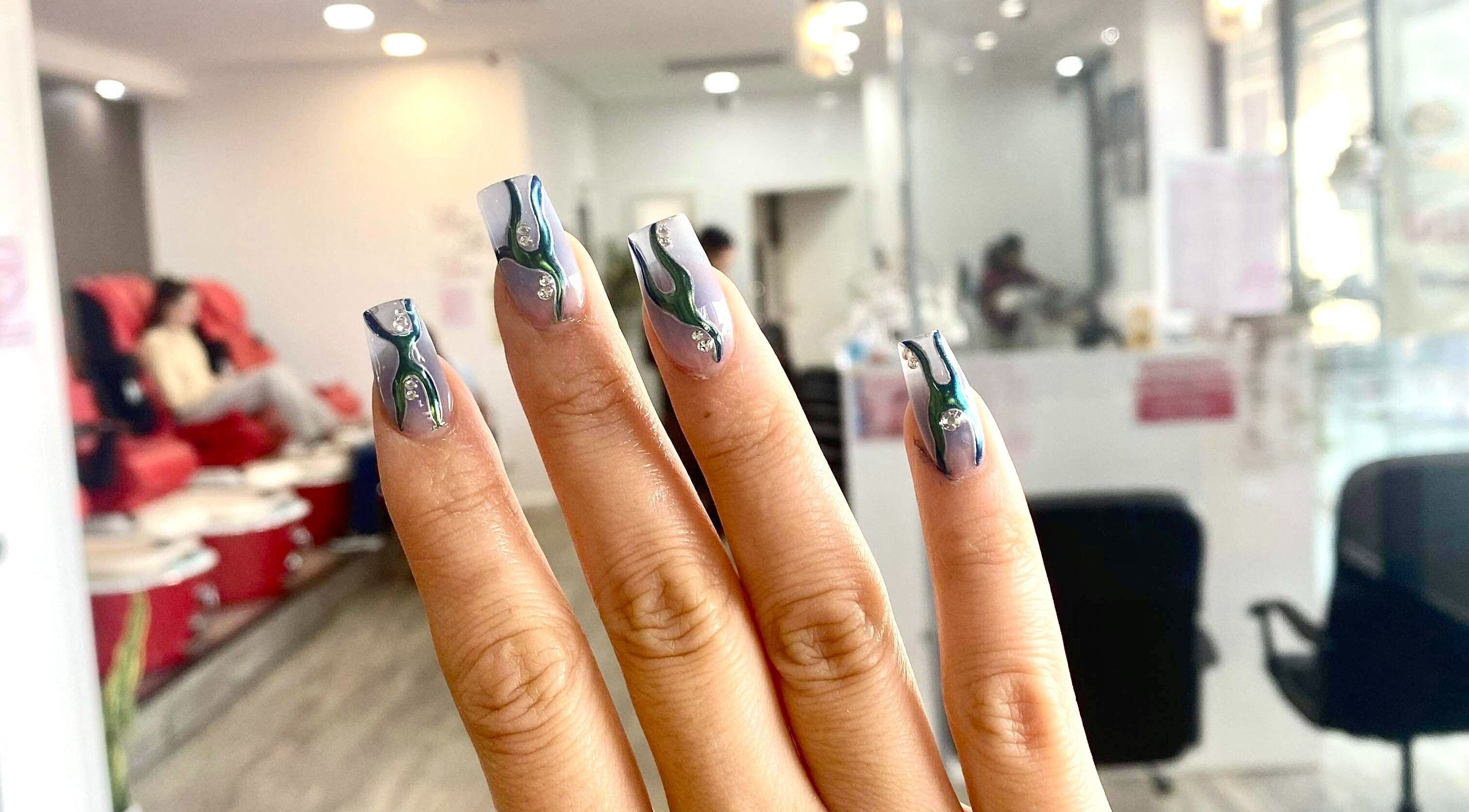 Elegant nail art featuring unique designs at P&H Crystal Nails and Beauty, Bertram, Western Australia, AU.