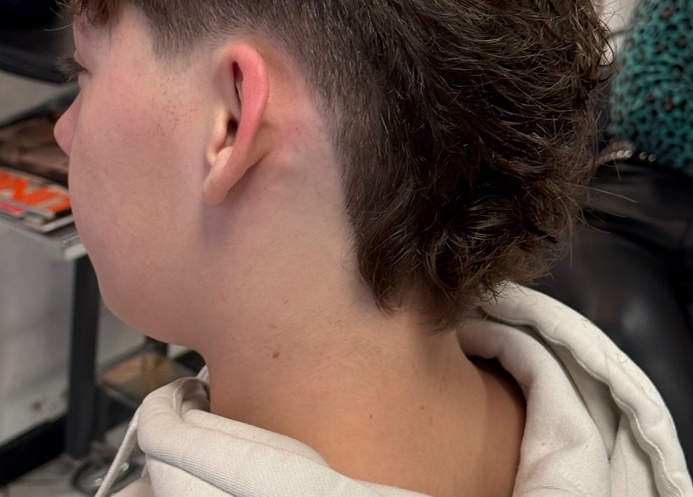 Stylish mullet haircut at vanDeelen, Randwijk, Gelderland, NL, showcasing a trendy and modern look.