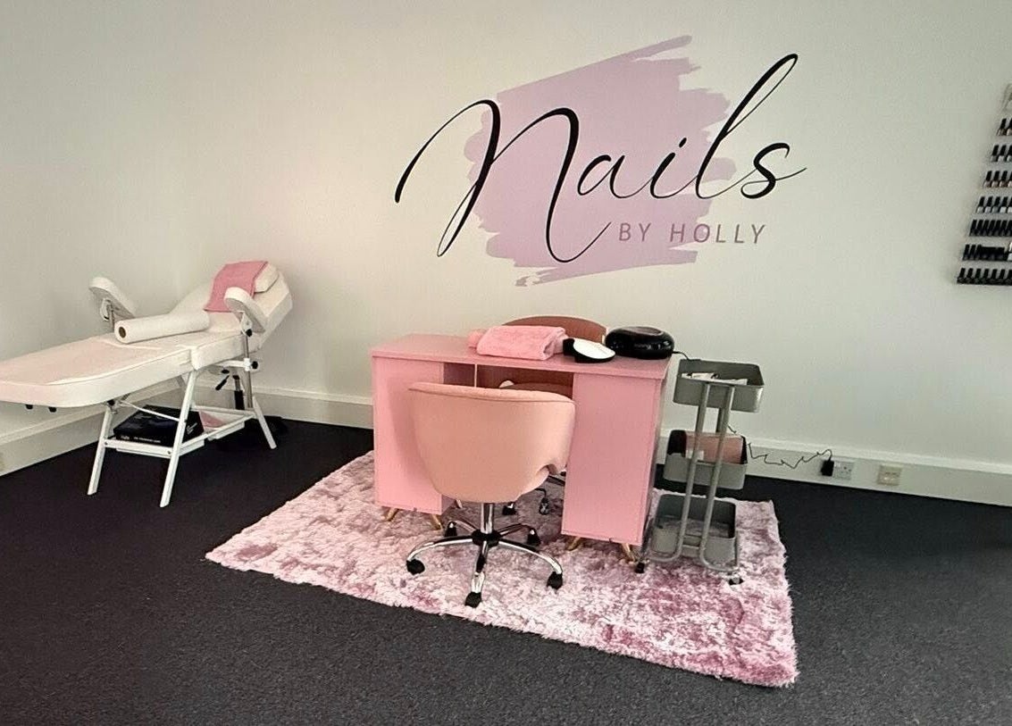 Nails By Holly interior with a pink salon setup in Great Blakenham, England, GB.