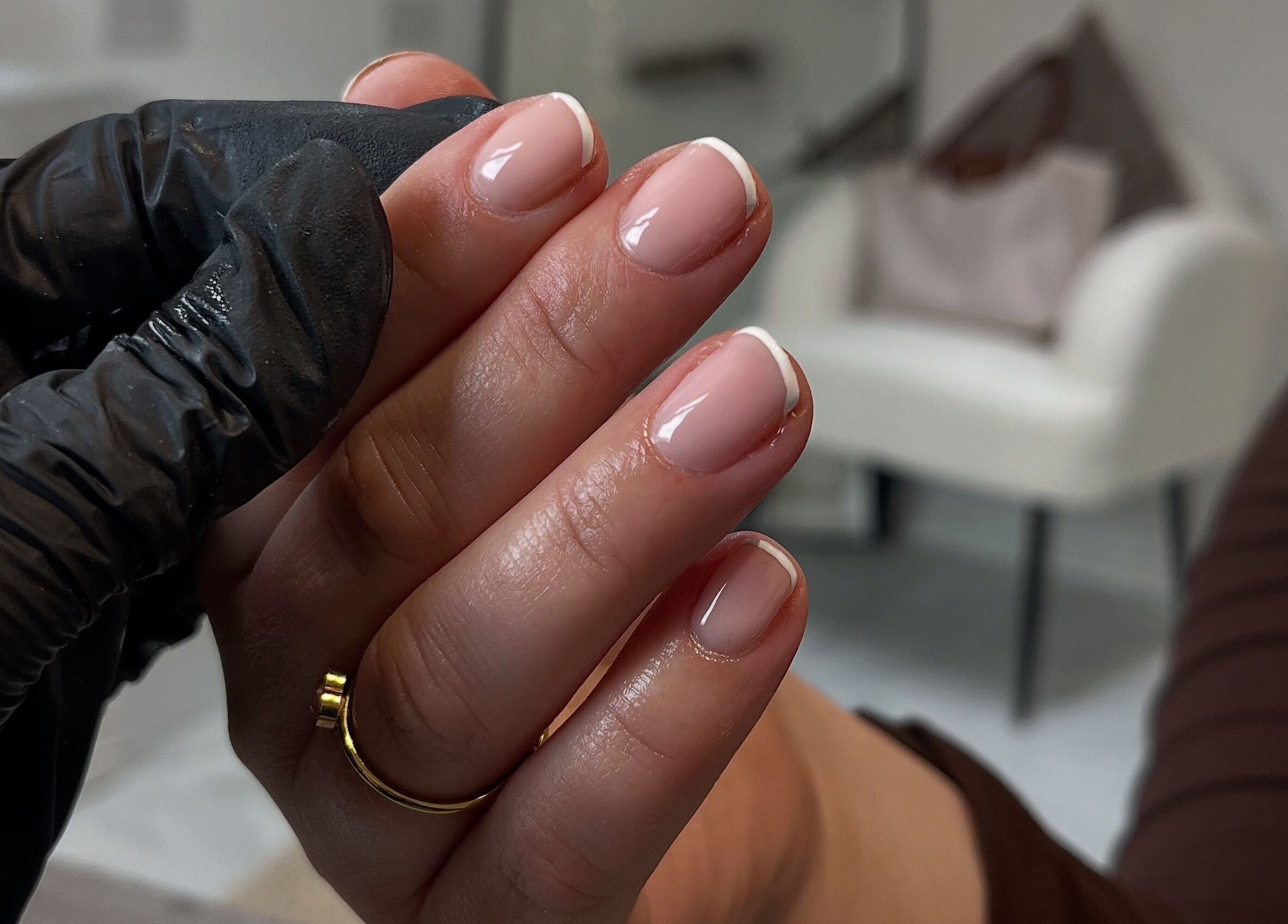 French manicure at Glossed by Ell, Halesowen, England, GB, showcasing pristine nail art.