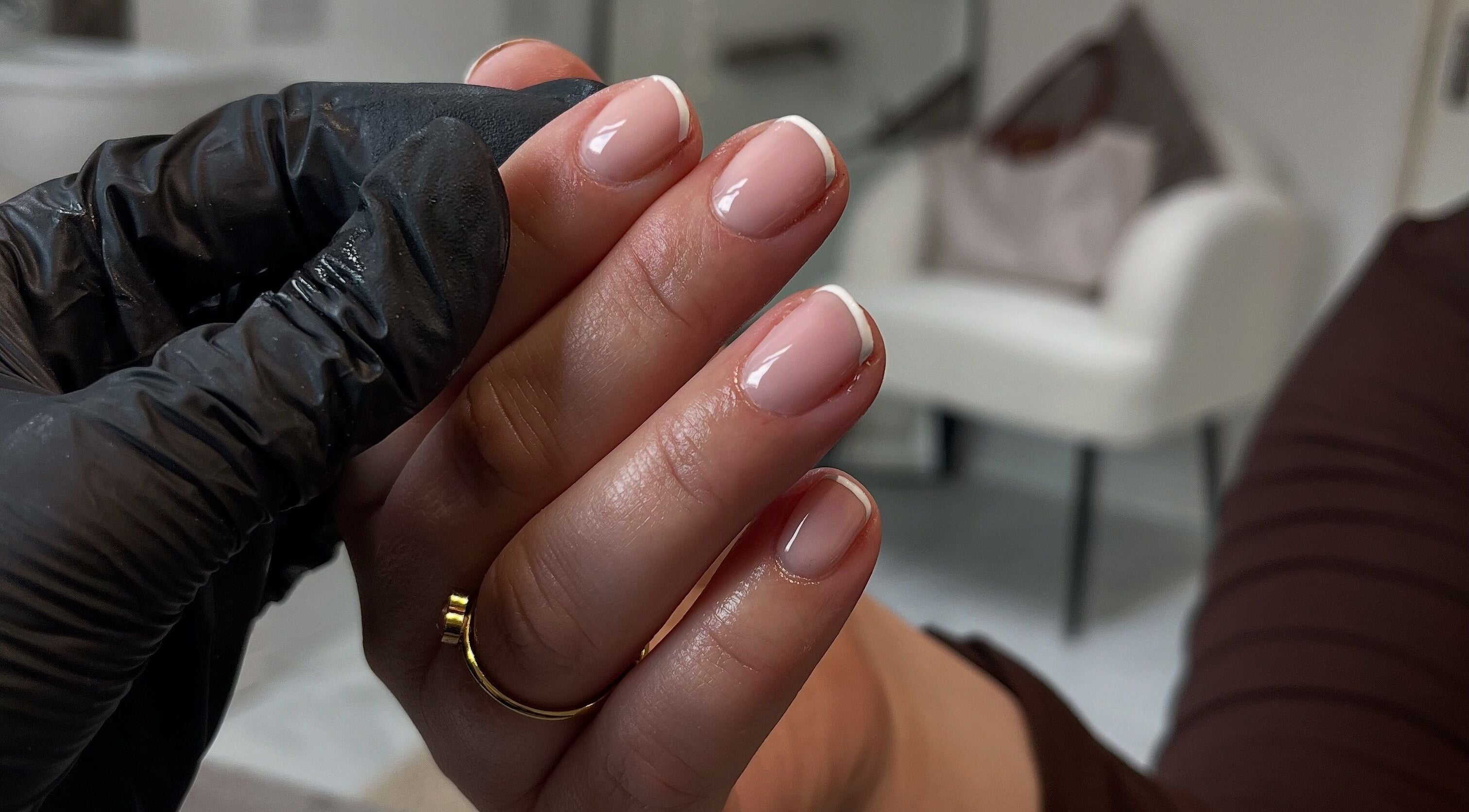 French manicure at Glossed by Ell, Halesowen, England, GB, showcasing pristine nail art.