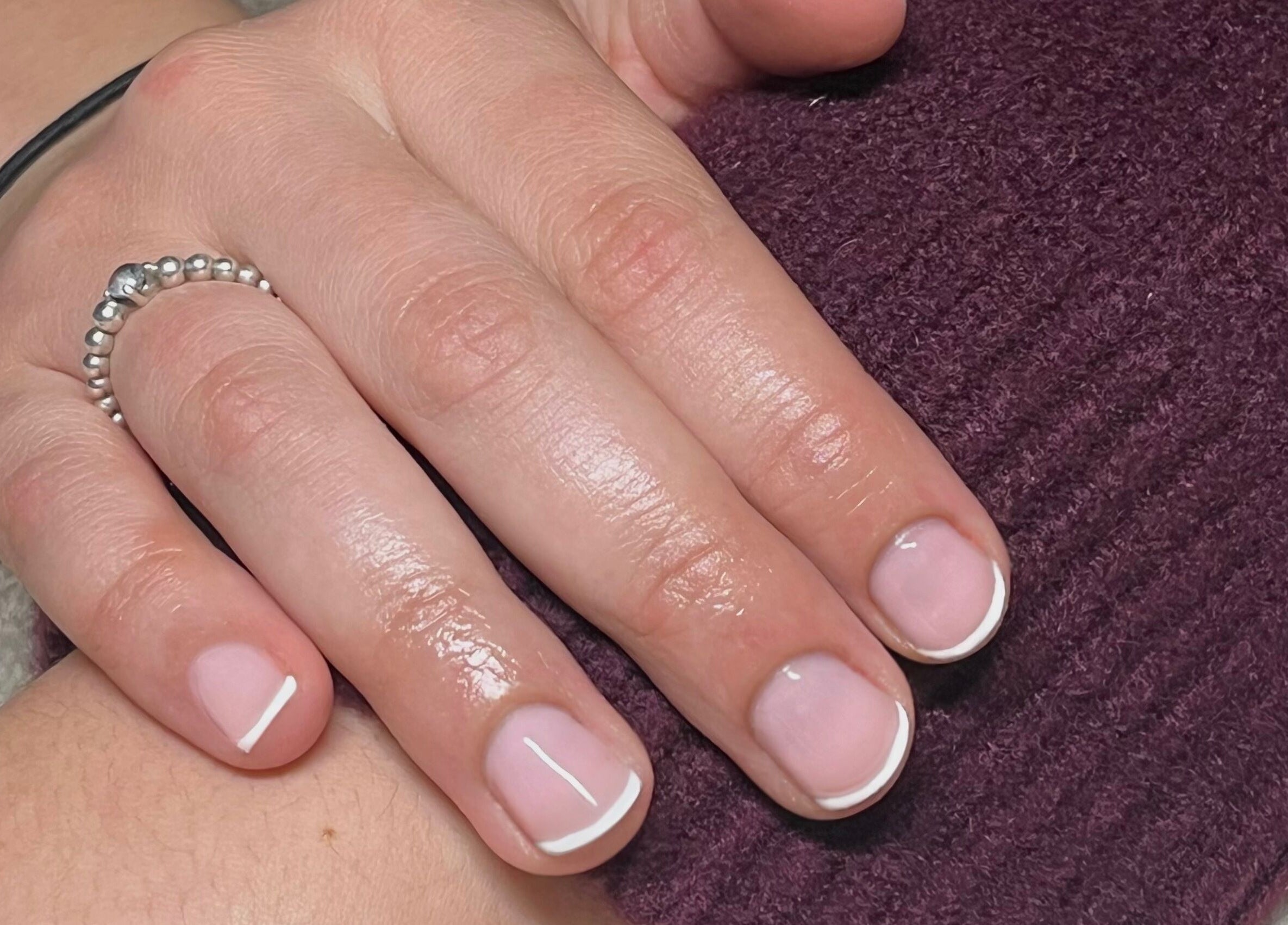 French manicure at Glossed by Ell, Halesowen, England, GB. Classic, polished nails.