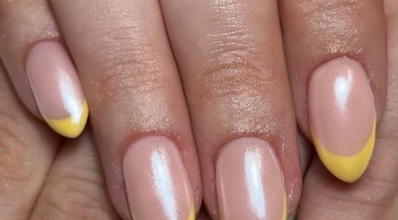 Stylish yellow-tipped manicure at Cured By Jess, Sandbach, England, GB.