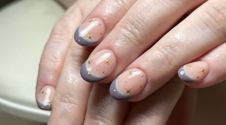 Elegant nail art with stars at Cured By Jess, Sandbach, England, GB.