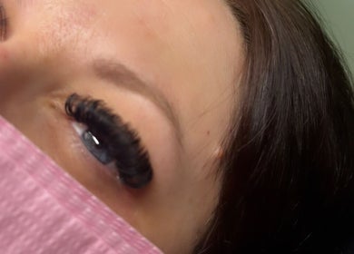 Close-up of expertly crafted eyelash extensions at Ari Cosmetics, Royal Wootton Bassett, England, GB.