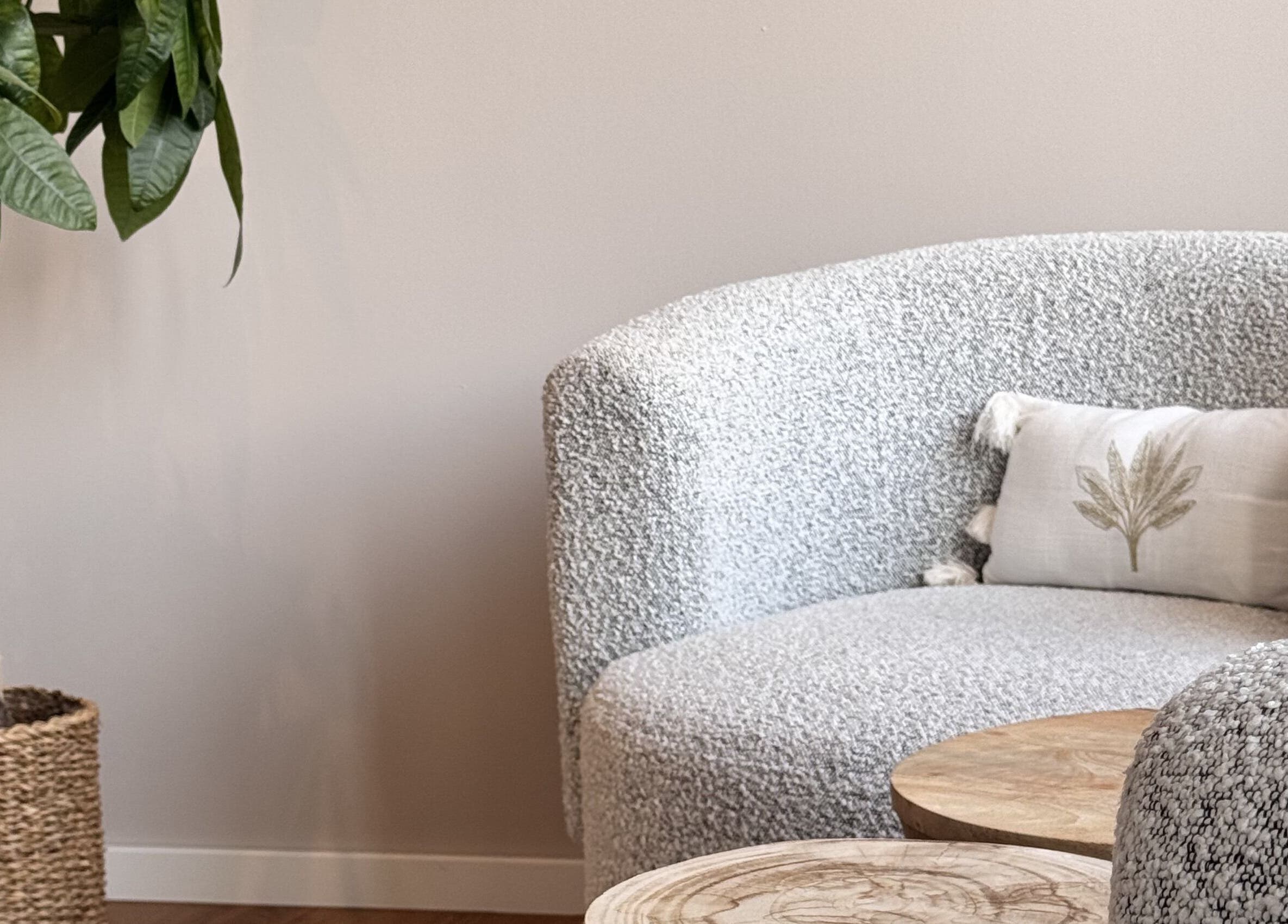 Elegant seating area at Santana Studio, München, Bayern, DE, featuring stylish decor and a lush green plant.