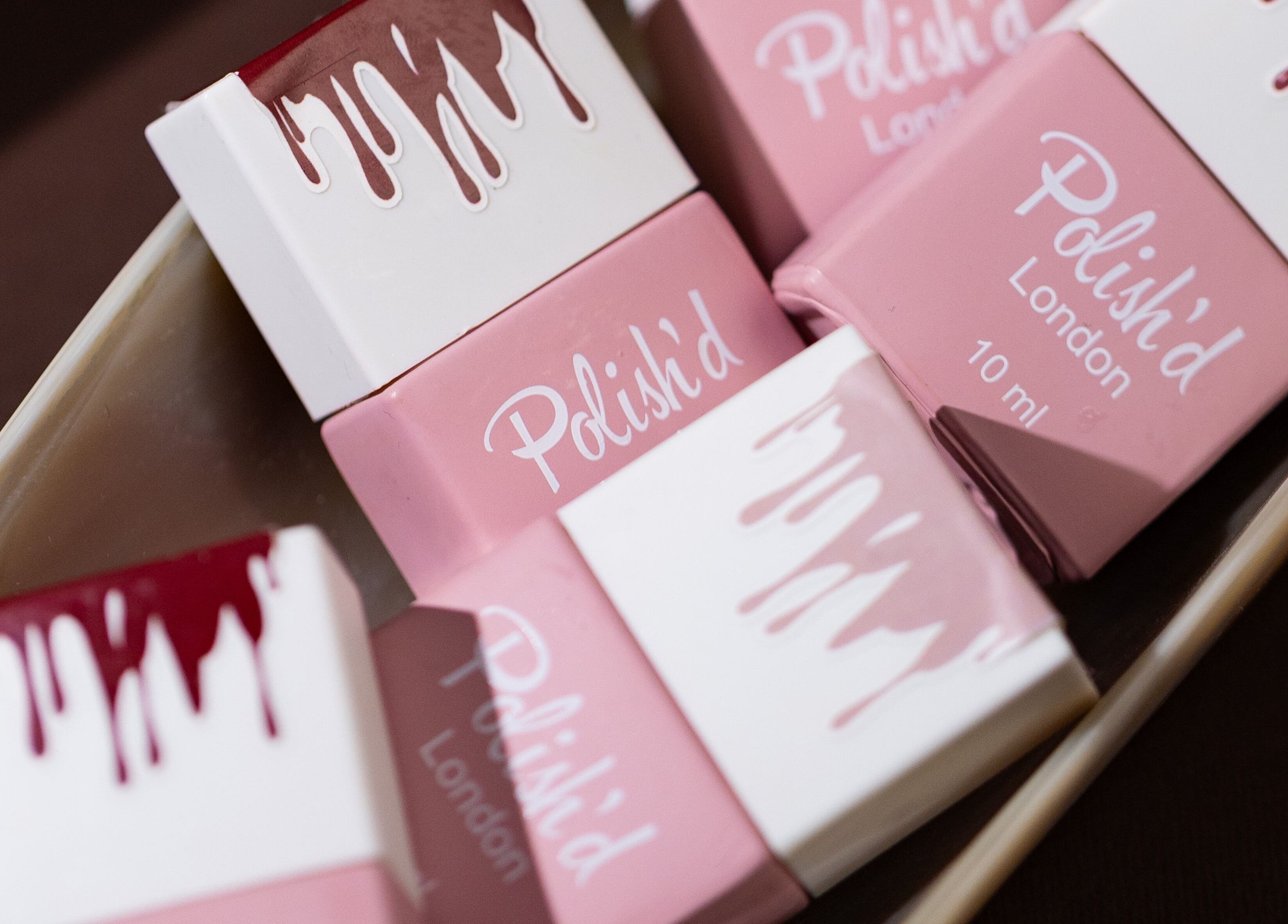 Nail polishes in pastel pinks at The Polish'd Room, Casablanca, Casablanca-settat, MA.