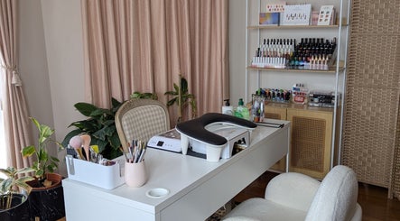Cozy nail station at The Nail Aangan, Narre Warren South, Victoria, AU, showcasing manicure essentials and decor.