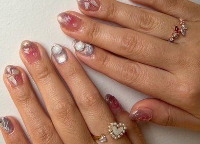 Creative nail art with gems at Naily Atelier, West Ryde, New South Wales, AU.