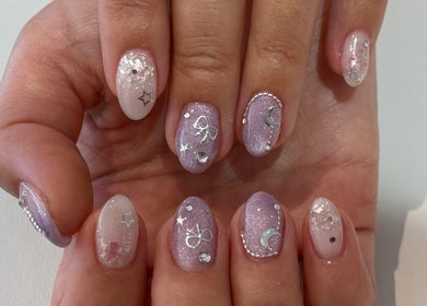 Elegant celestial-themed nail art at Naily atelier, West Ryde, New South Wales, AU.