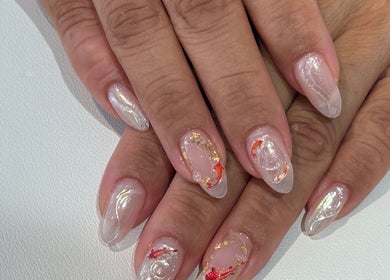 Artistic nail design at Naily Atelier, West Ryde, New South Wales, AU showcasing intricate patterns.