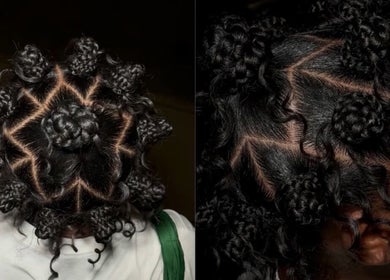 Intricate braided hairstyle at Shegostyless, Boston, Massachusetts, US, showcasing expert styling.