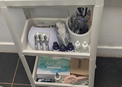 Beauty equipment at F.A.B by Louise, Cambuslang, Scotland, GB showcasing tools and products for treatments.