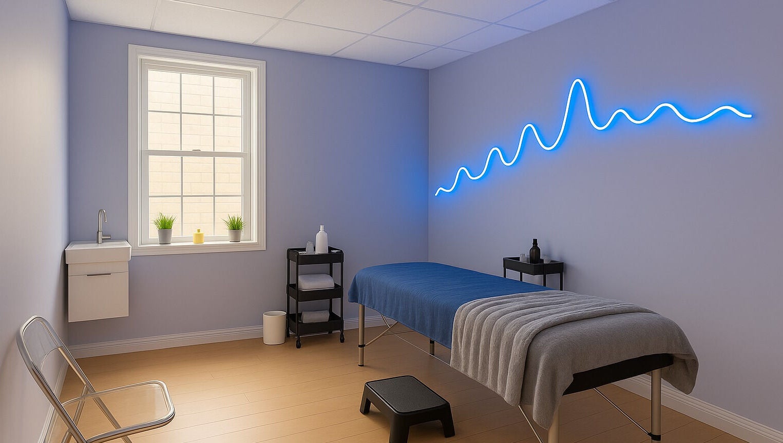 Tranquil treatment room at 416 Skin Aesthetics & Academy, Toronto, Ontario, CA, with serene decor.