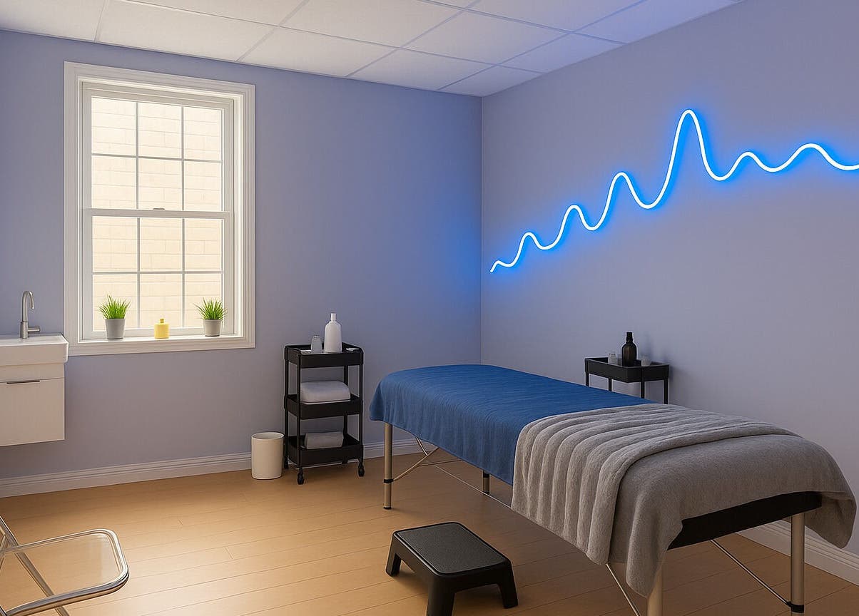 Tranquil treatment room at 416 Skin Aesthetics & Academy, Toronto, Ontario, CA, with serene decor.