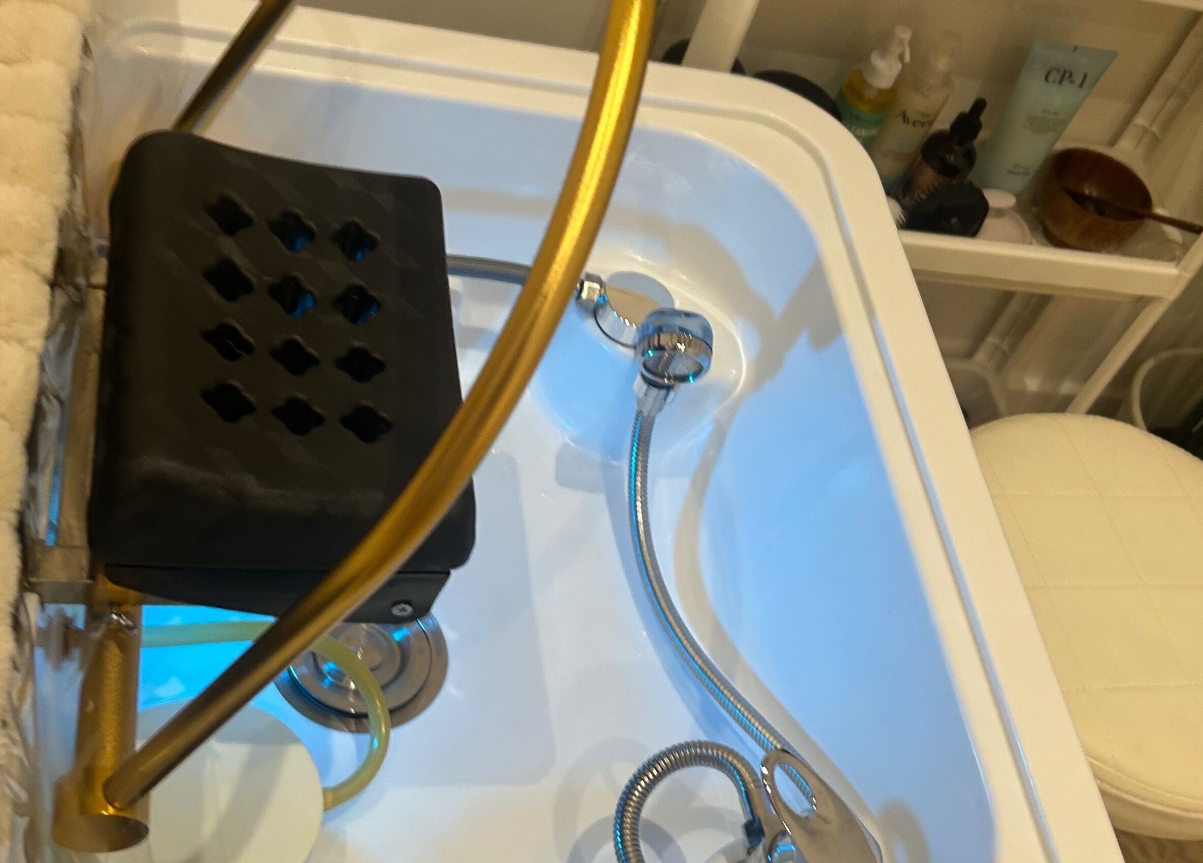 Luxurious foot spa equipment in The HeadSpa Room, Glasgow, Scotland, GB designed for ultimate relaxation.