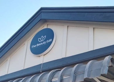 Sign of The Beauty Edit, Harare, Harare Province, ZW, showing elegant branding on a building facade.