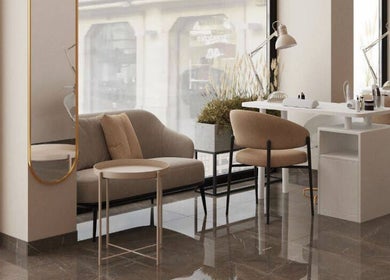 Chic, modern interior of Double Space in Lisboa, Lisboa, PT featuring sleek furniture and ambient lighting.