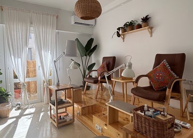 Relaxing pedicure area at Ordo Beauty Salon, Rabat, Rabat-salé-kénitra, MA with natural light and plants.