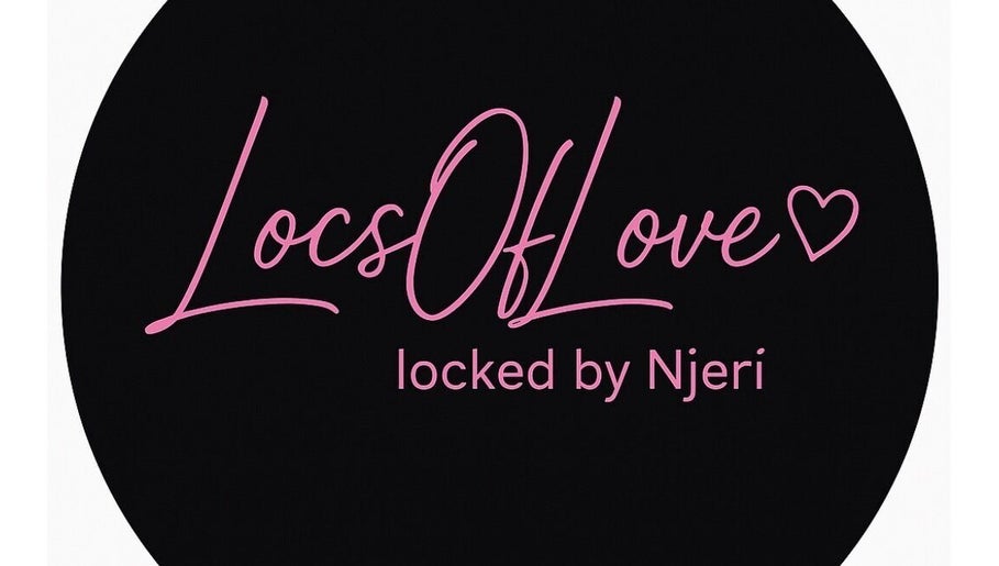 Logo of 🩷LocsOfLove🖤 in Redhill, England, GB with pink cursive text and heart design.