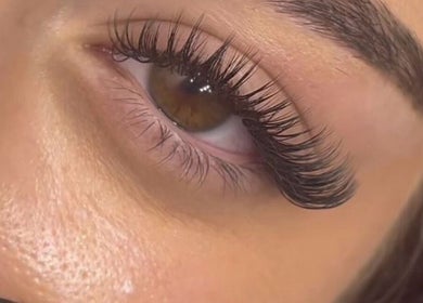 Close-up of voluminous eyelashes at Lashedbyacc, Edmonton, Alberta, CA.