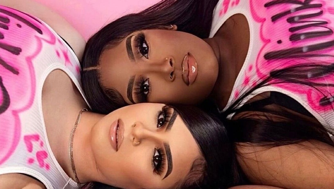 Two women with stylish lashes at Lashedbyacc, Edmonton, Alberta, CA, showcasing beauty and elegance.