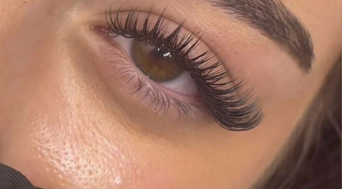 Close-up of expertly done eyelashes at Lashedbyacc, Edmonton, Alberta, CA.