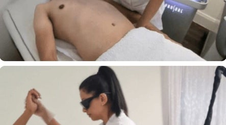 Client receiving laser treatment at Pristine Laser Clinic in Watford, England, GB for smooth skin results.
