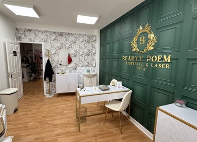 Interior of Beauty Poem in Worcester, England, GB, showcasing a chic and modern aesthetic.