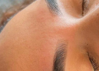 Close-up of expertly groomed eyebrows at LuBelle Studio in Randburg, Gauteng, ZA.