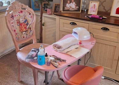 Elegant nail care setup at Beauty by Cassie, Pengam, Wales, GB featuring tools and decor.