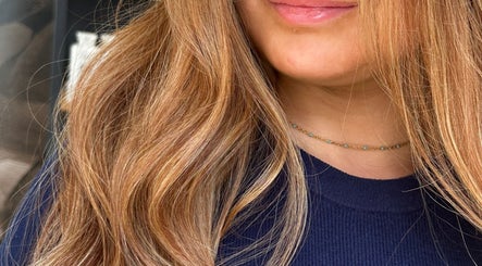 Close-up of styled blonde hair at Blonde Bliss, Aberdeen, Scotland, GB.
