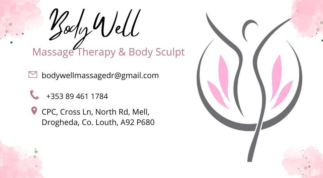 BodyWell Massage contact info with elegant logo at Drogheda, County Louth, IE.