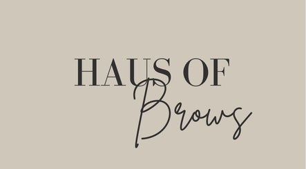 Hausofbeauty_brows sign in Nottingham, England, GB showcasing elegant typography on a beige background.