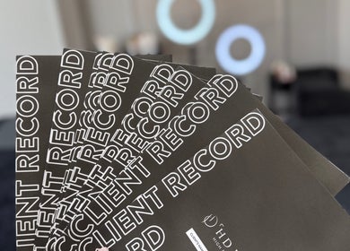 Client records at Haus of Lashes, Nottingham, England highlighting meticulous beauty service documentation.